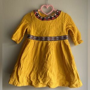 Genuine Kids Oshkosh Yellow Dress w Print 3T